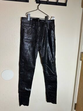 Ag Adriano Goldschmied Black Textured Leather pants size 26